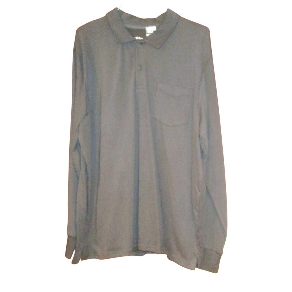 Goodfellow & Co Men's Gray Long Sleeve Polo Shirt Size XXL Preppy Smart Casual